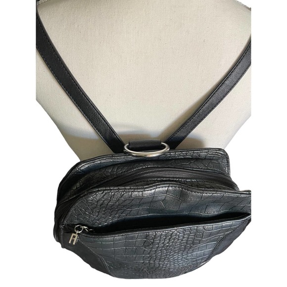 Kenneth Cole Leather Backpack Adjustable Strap Zip Pocket One Size Black - Picture 4 of 11